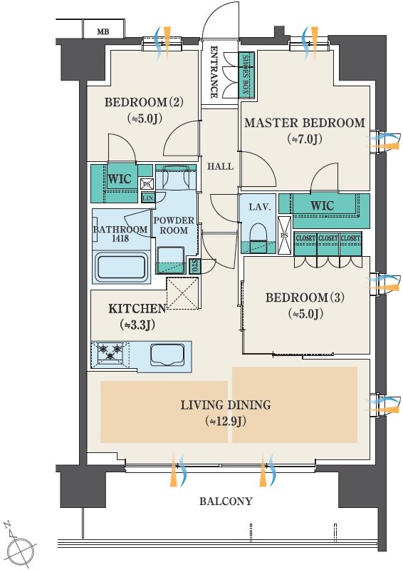 レーベン長町 THE GATE 間取り Eタイプ