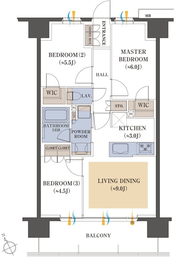 レーベン長町 THE GATE 間取り Bタイプ（セレクトプラン02）