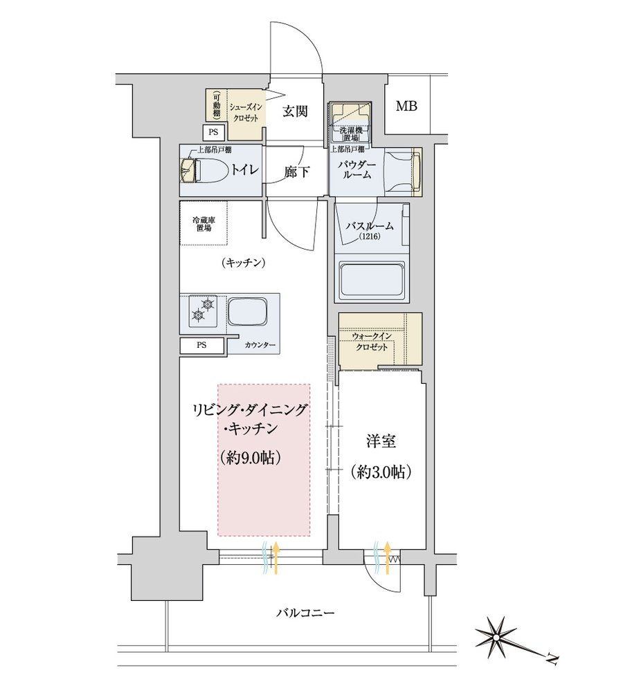 プレサンス レイズ 福島海老江 STATION RESIDENCE 間取り Bタイプ