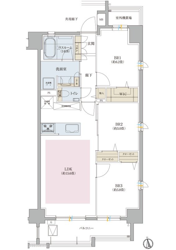イノバス大濠公園 間取り Bタイプ