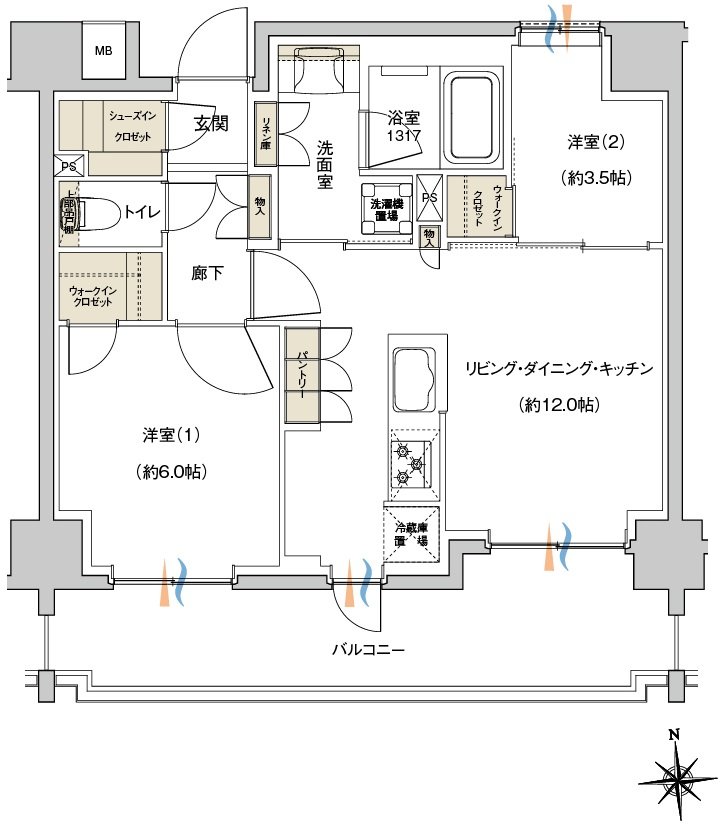 レーベン東戸塚 間取り B2 type