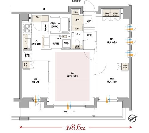 イノバス元住吉 間取り Aタイプ