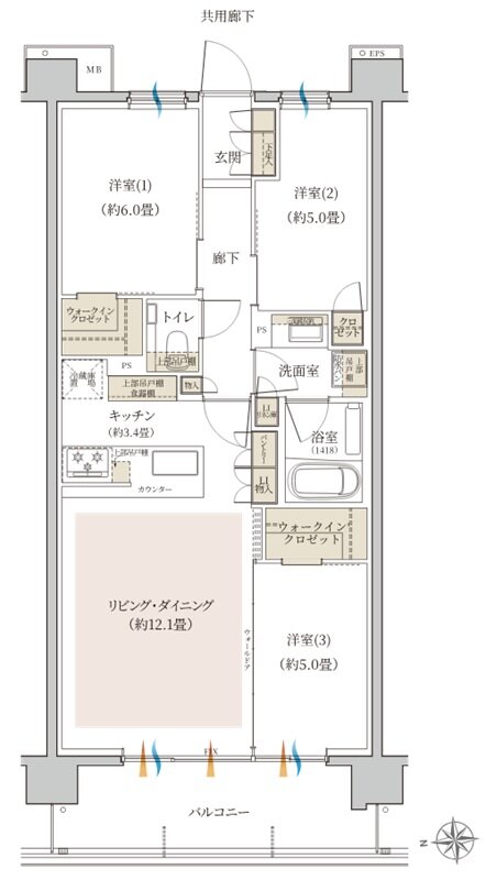 リビオ上野池之端 間取り K2タイプ