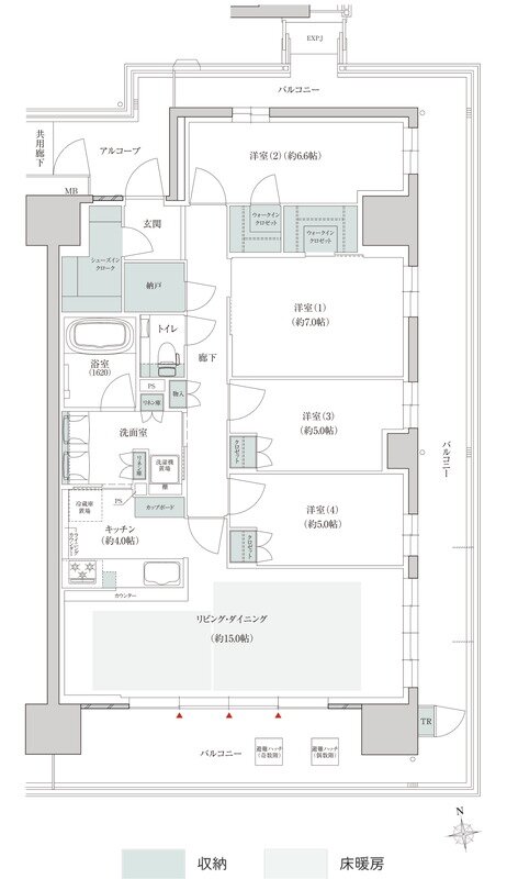 トモニアルシティ 間取り A-Kタイプ(サウス(S棟)先着順)