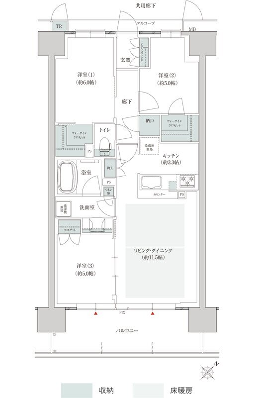 トモニアルシティ 間取り F-Cタイプ(ノース(N棟)先着順)
