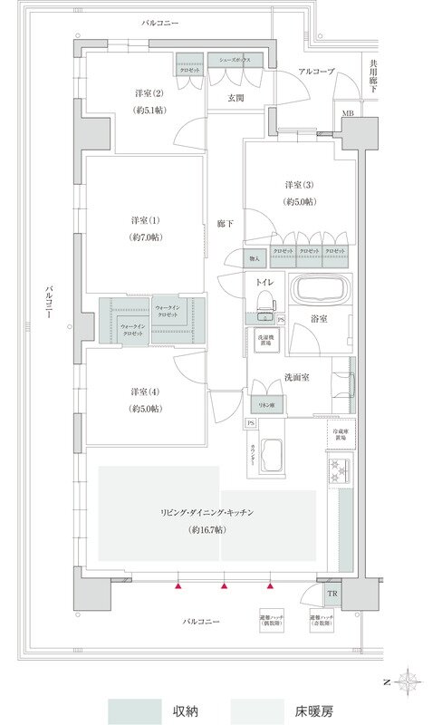 トモニアルシティ 間取り B-Aタイプ(サウス(S棟)先着順)