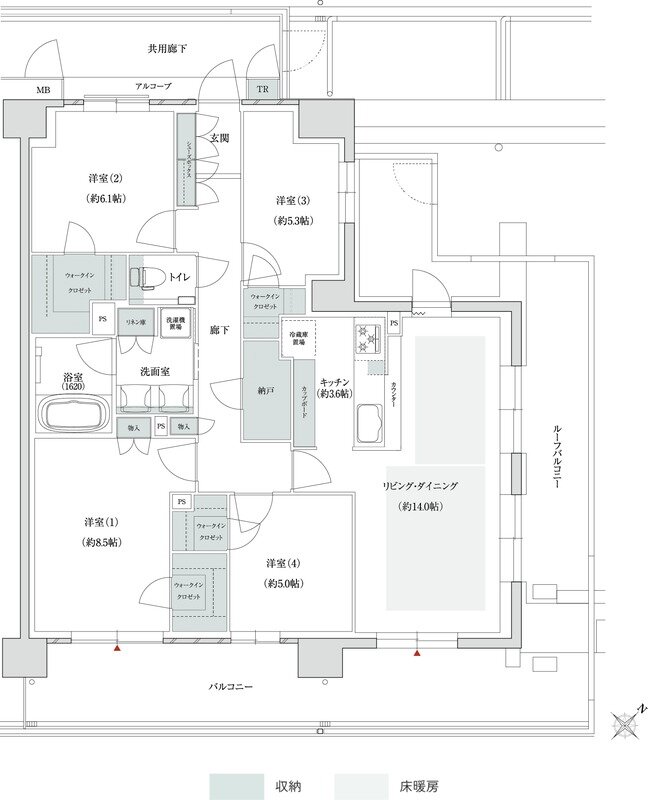 トモニアルシティ 間取り F-H1rタイプ(ノース(N棟)先着順)
