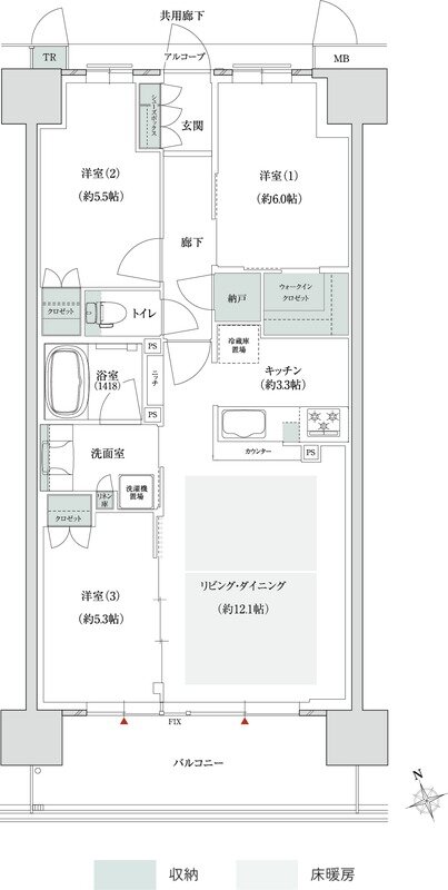 トモニアルシティ 間取り D-Eタイプ(ノース(N棟)先着順)