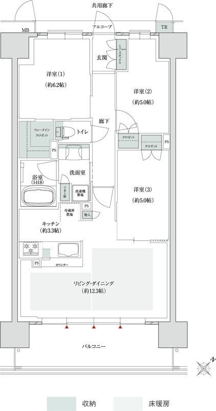 トモニアルシティ 間取り F-Dタイプ(ノース(N棟)先着順)