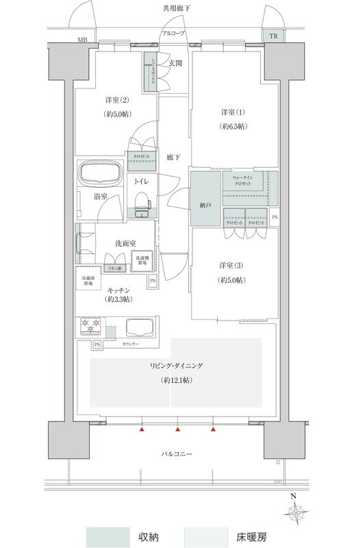 トモニアルシティ 間取り A-Hタイプ(サウス(S棟)先着順)