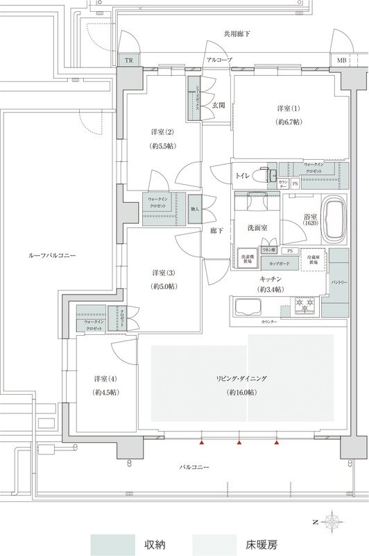 トモニアルシティ 間取り B-Hrタイプ