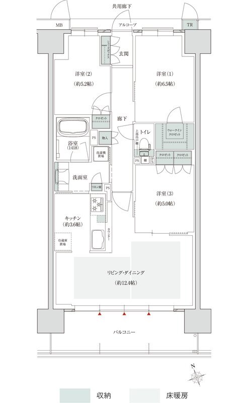 トモニアルシティ 間取り D-Iタイプ（ノース2期1次住戸）