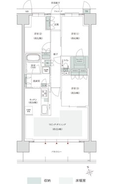 トモニアルシティ 間取り D-Iタイプ（ノース2期1次住戸）