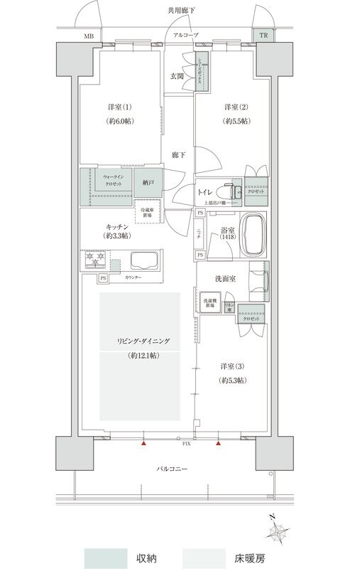 トモニアルシティ 間取り D-Fタイプ（ノース2期1次住戸）