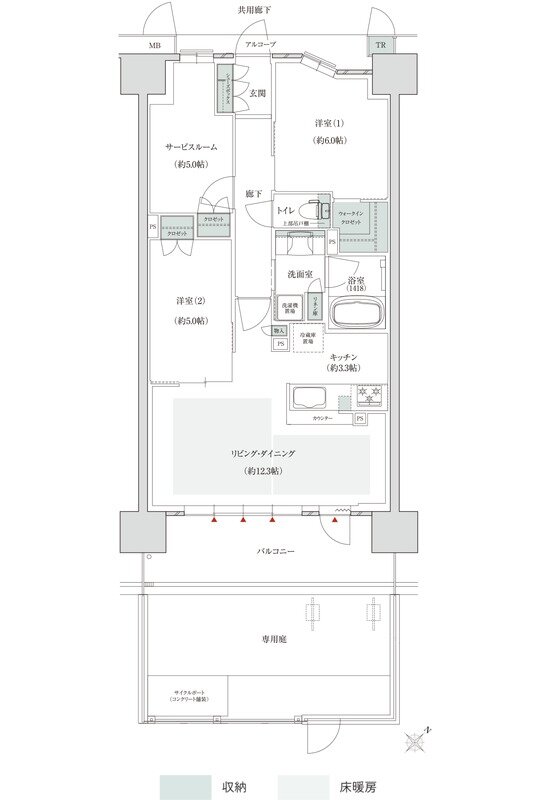 トモニアルシティ 間取り F-B1gタイプ(ノース2期1次住戸)