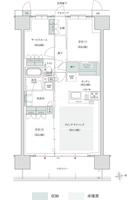 トモニアルシティ 間取り C‐Cタイプ(サウス(S棟)先着順)