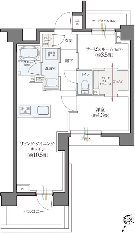 クリオ ラベルヴィ横濱サウス 間取り E1タイプ