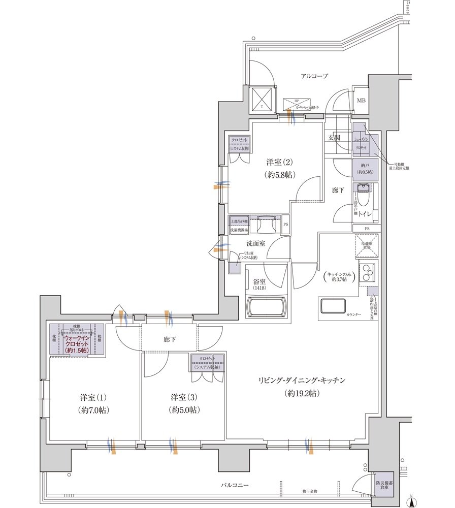 グランクレア名古屋庄内通 間取り K TYPE