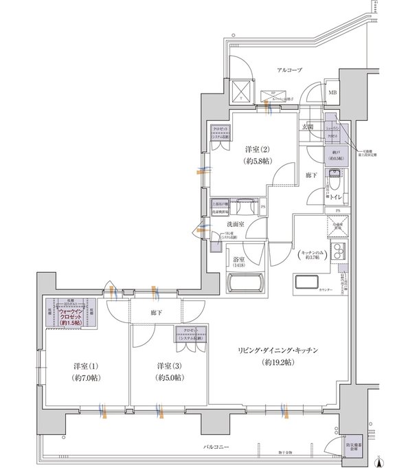 グランクレア名古屋庄内通 間取り K TYPE