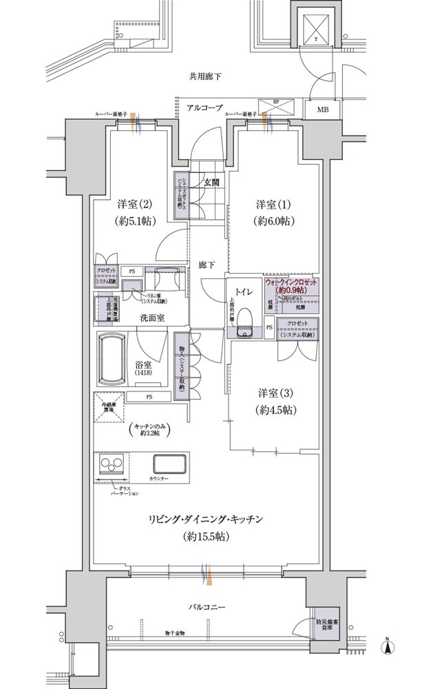 グランクレア名古屋庄内通 間取り D1 TYPE