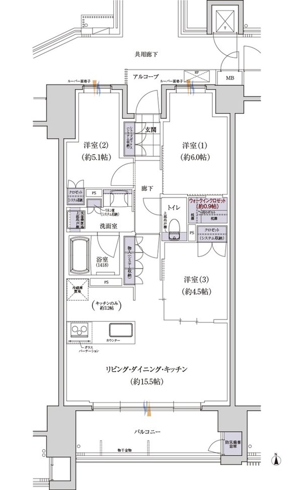 グランクレア名古屋庄内通 間取り D1 TYPE