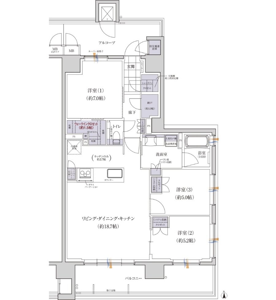 グランクレア名古屋庄内通 間取り L TYPE