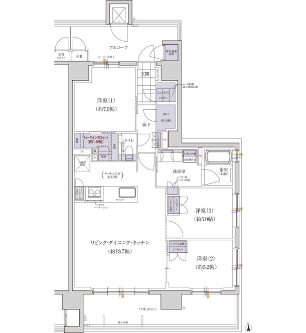 グランクレア名古屋庄内通 間取り L TYPE