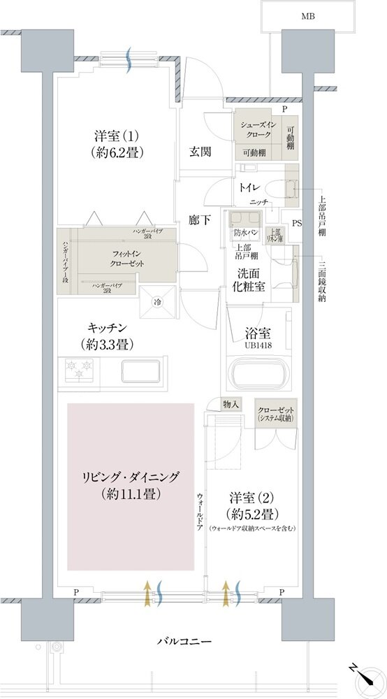 プラウド横浜東神奈川フロント 間取り F type