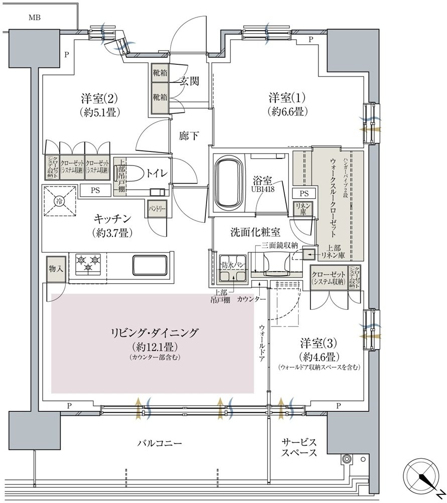 プラウド横浜東神奈川フロント 間取り M type
