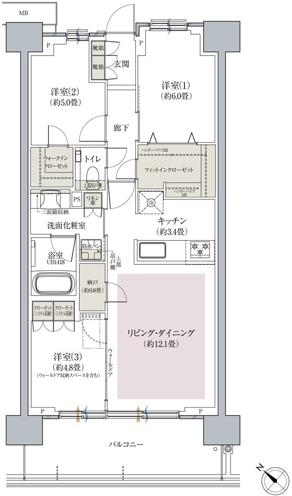 プラウド横浜東神奈川フロント 間取り E type