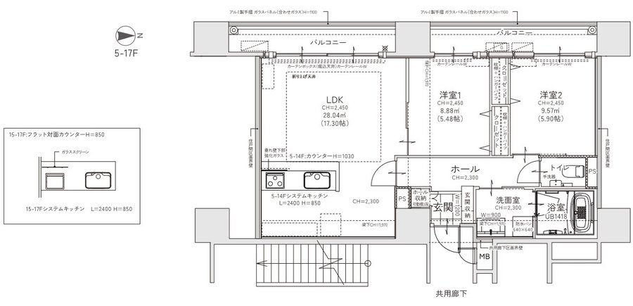 クレイルタワー下関海峡あいらんど 間取り SP-B・CF-B・ST-Bタイプ