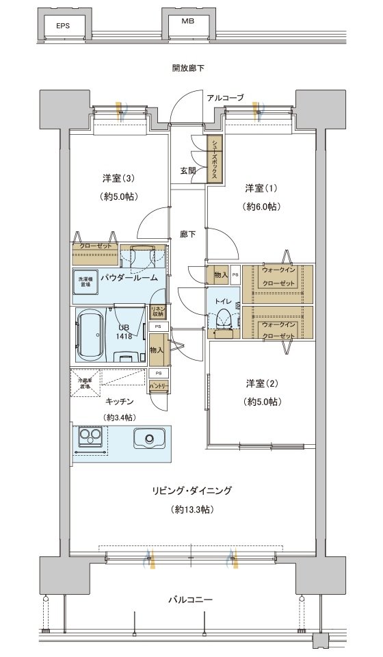 グランフォセット福島上町 間取り F type