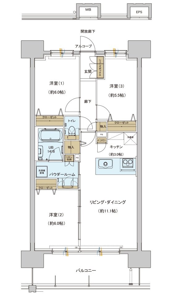 グランフォセット福島上町 間取り E type