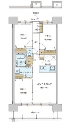 グランフォセット福島上町 間取り E type