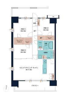 レーベン松山市駅ALBIO TOWER 間取り Aタイプ