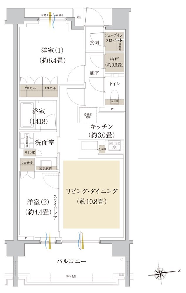 Brillia(ブリリア) 世田谷上北沢 間取り J2 type
