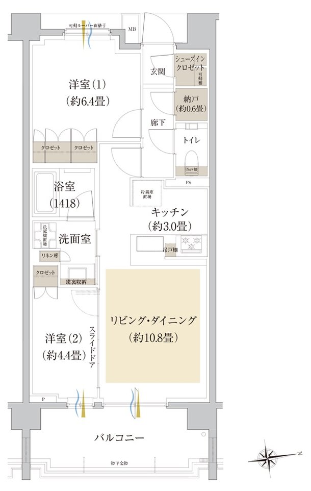 Brillia(ブリリア) 世田谷上北沢 間取り J2 type