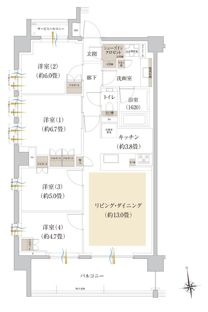 Brillia(ブリリア) 世田谷上北沢 間取り D type