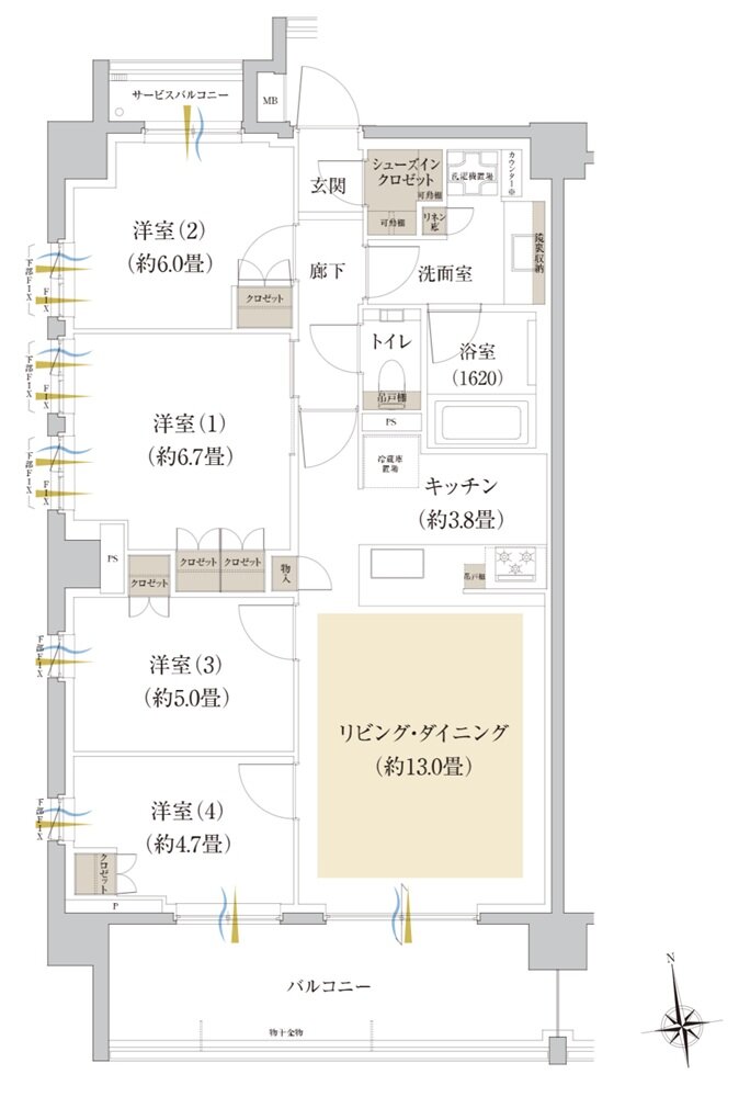 Brillia(ブリリア) 世田谷上北沢 間取り D type