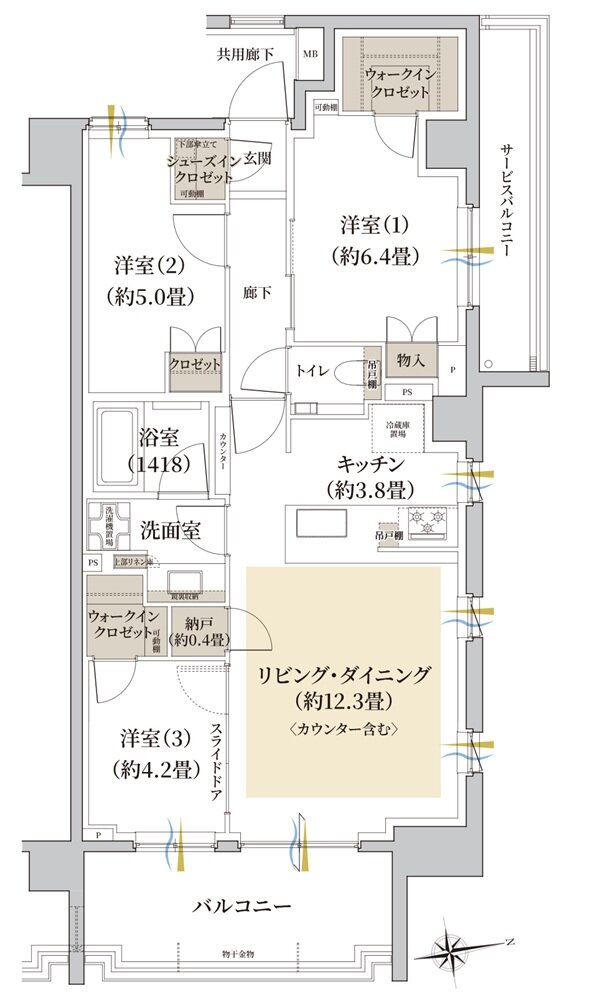 Brillia(ブリリア) 世田谷上北沢 間取り K type