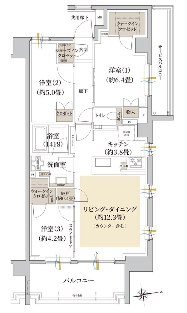 Brillia(ブリリア) 世田谷上北沢 間取り K type