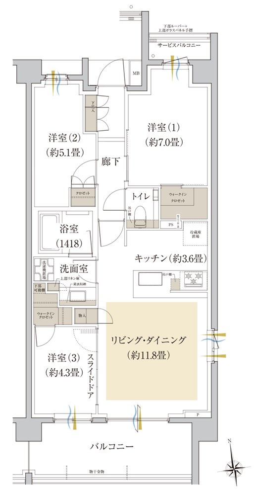 Brillia(ブリリア) 世田谷上北沢 間取り P type