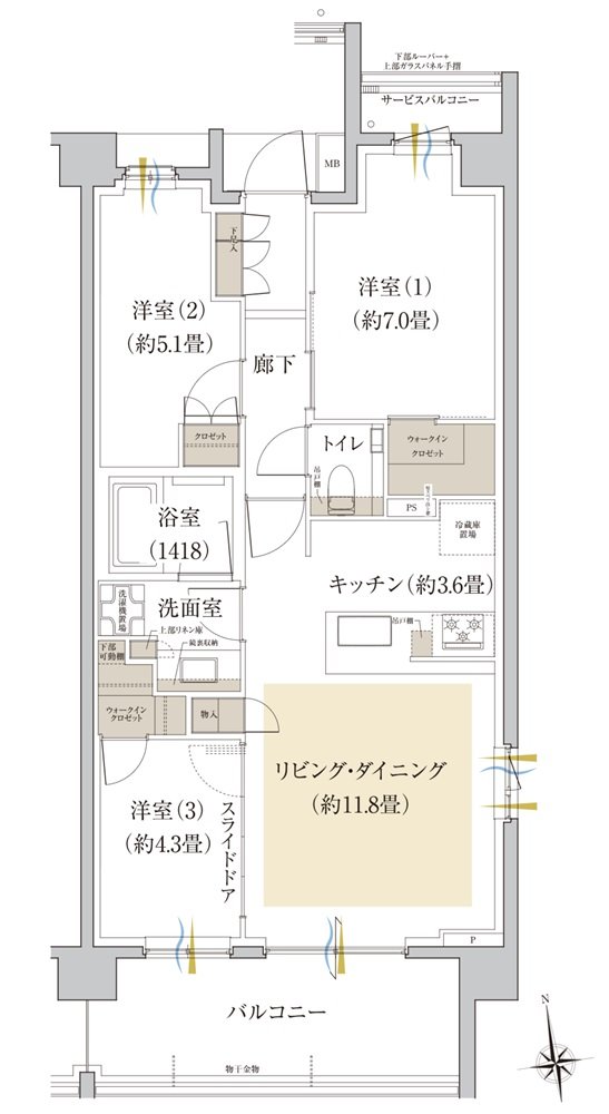 Brillia(ブリリア) 世田谷上北沢 間取り P type