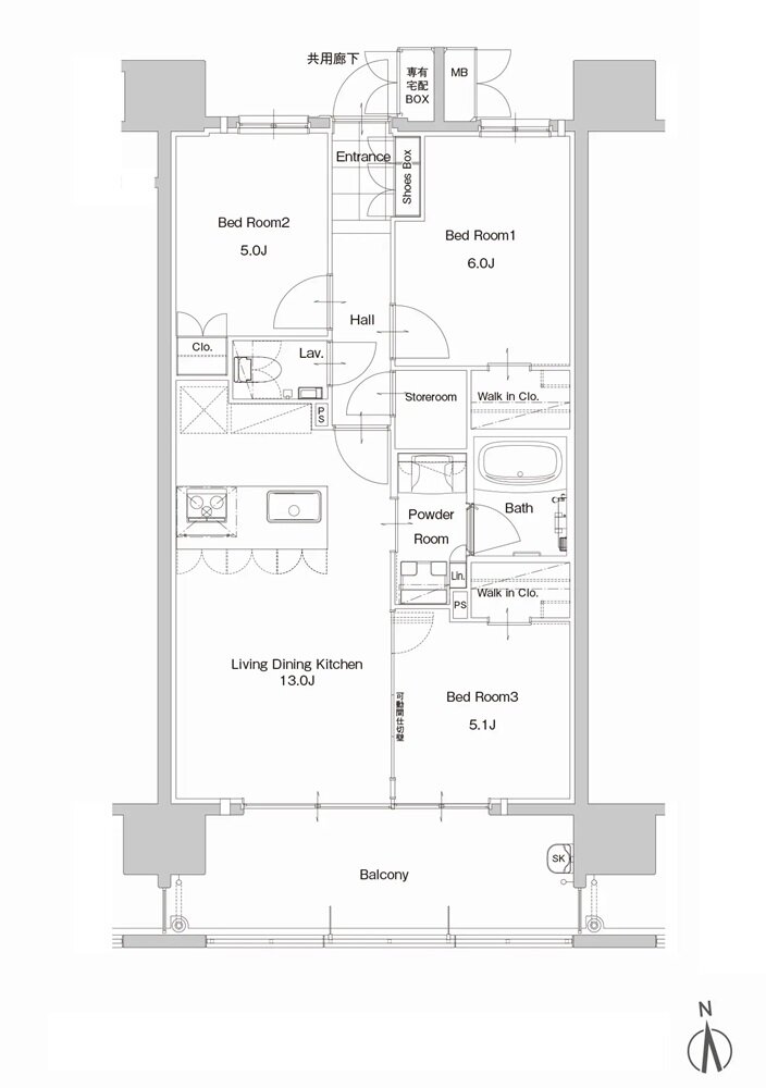 ザ・サンパーク姪浜 間取り Bタイプ