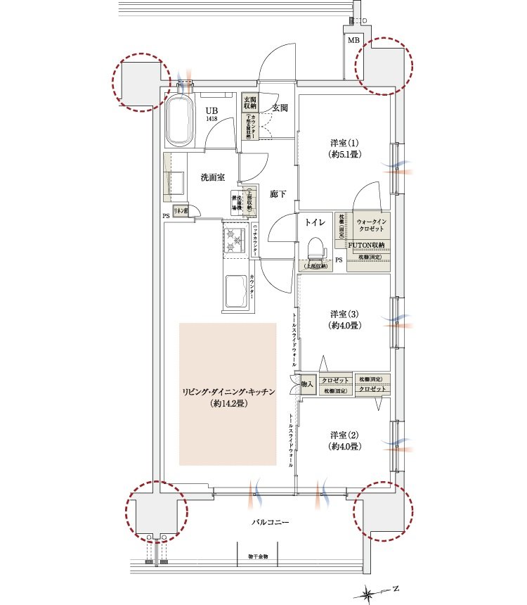 イニシア南茨木 間取り F type