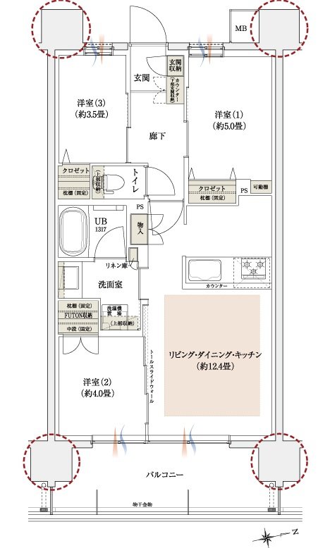 イニシア南茨木 間取り B type