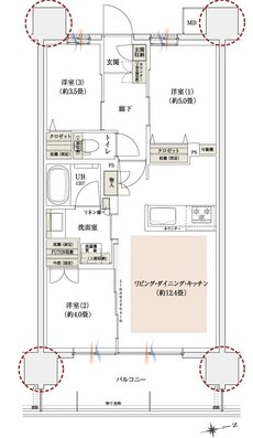 イニシア南茨木 間取り B type