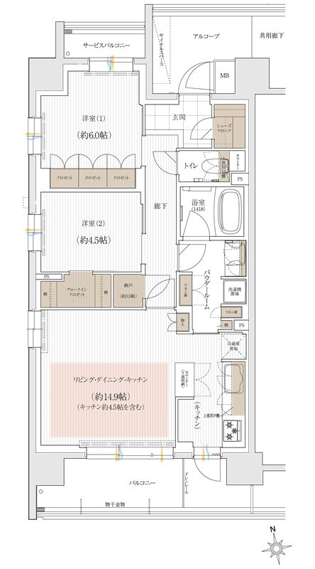 ユニハイム朝霞本町 間取り Eタイプ（メニュープラン）