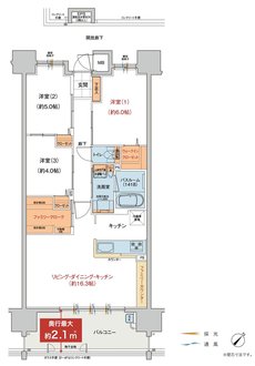 ヴェルディ・プロムナード［祇園］ 間取り D type（2〜15階）