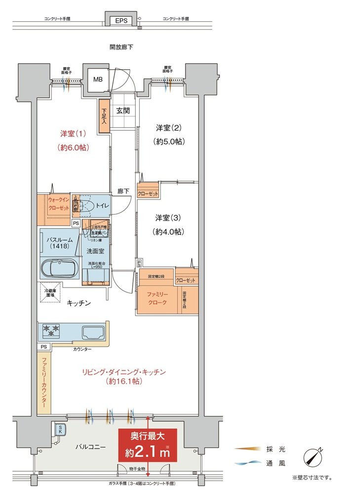 ヴェルディ・プロムナード［祇園］ 間取り G type（2〜15階）